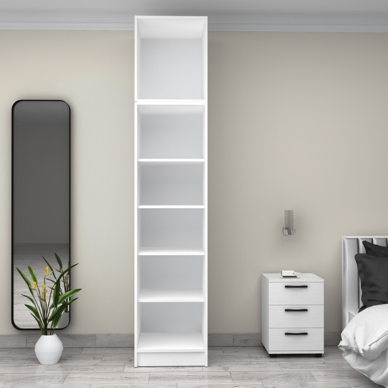 Victoria Megapap single door melamine wardrobe with cabinet in white color 50x60x240cm.