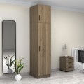 Victoria Megapap single door melamine wardrobe with cabinet in walnut color 50x60x240cm.