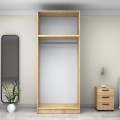 Victoria Megapap  two doors melamine wardrobe with cabinet in oak color 100x60x240cm.
