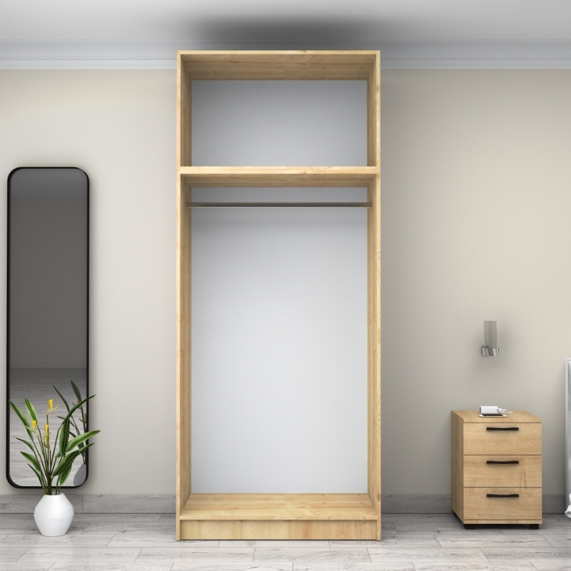 Victoria Megapap  two doors melamine wardrobe with cabinet in oak color 100x60x240cm.