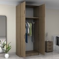 Victoria Megapap  two doors melamine wardrobe with cabinet in walnut color 100x60x240cm.