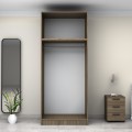 Victoria Megapap  two doors melamine wardrobe with cabinet in walnut color 100x60x240cm.