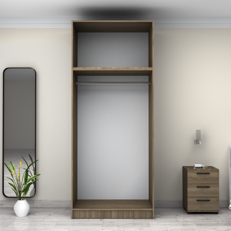Victoria Megapap  two doors melamine wardrobe with cabinet in walnut color 100x60x240cm.
