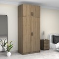 Victoria Megapap  two doors melamine wardrobe with cabinet in walnut color 100x60x240cm.