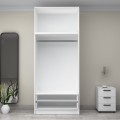 Victoria Megapap two doors melamine wardrobe with cabinet in white color 100x60x240cm.
