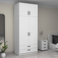 Victoria Megapap two doors melamine wardrobe with cabinet in white color 100x60x240cm.