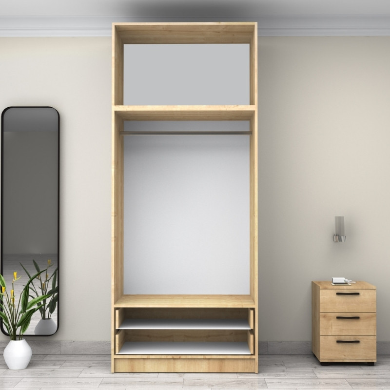 Victoria Megapap  two doors melamine wardrobe with cabinet in oak color 100x60x240cm.