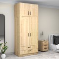 Victoria Megapap  two doors melamine wardrobe with cabinet in oak color 100x60x240cm.