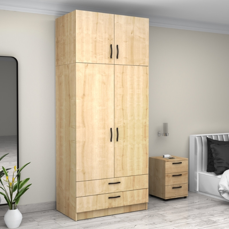 Victoria Megapap  two doors melamine wardrobe with cabinet in oak color 100x60x240cm.