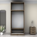 Victoria Megapap two doors melamine wardrobe with cabinet in walnut color 100x60x240cm.