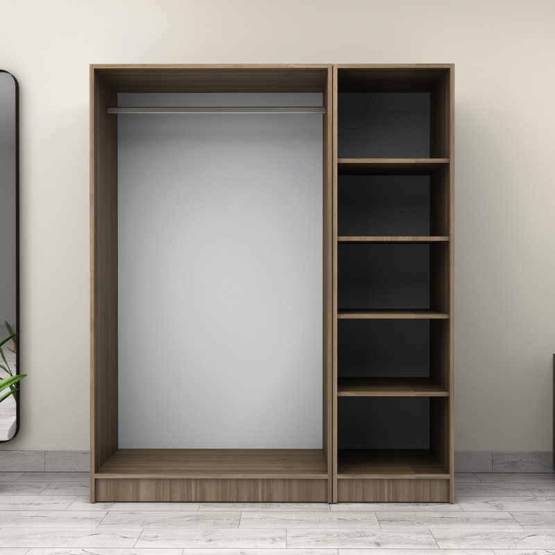 Victoria Megapap three doors melamine wardrobe in walnut color 150x60x181cm.
