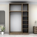 Victoria Megapap three doors melamine wardrobe with cabinet in walnut color 150x60x240cm.