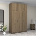 Victoria Megapap three doors melamine wardrobe with cabinet in walnut color 150x60x240cm.