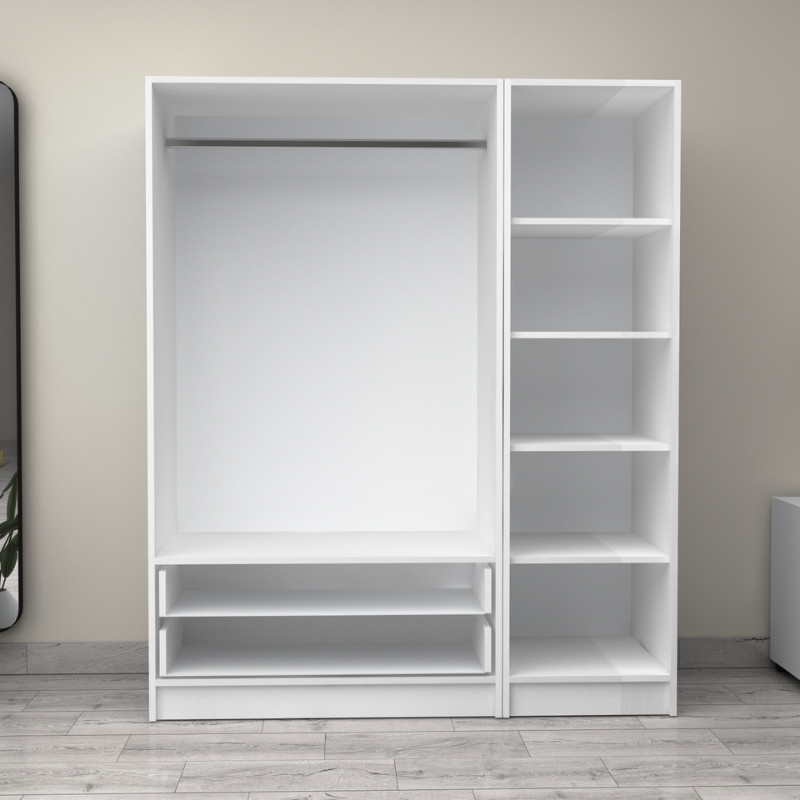 Victoria Megapap three doors melamine wardrobe in white color 150x60x181cm.