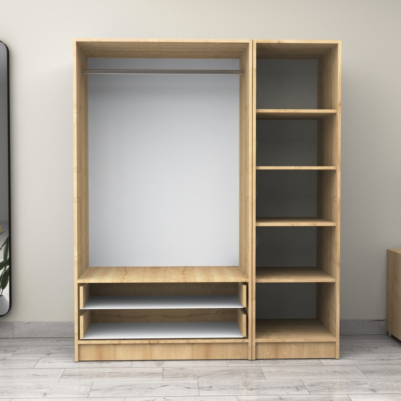 Victoria Megapap three doors melamine wardrobe in oak color 150x60x181cm.