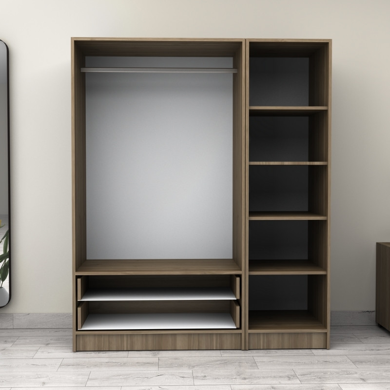 Victoria Megapap three doors melamine wardrobe in walnut color 150x60x181cm.