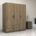 Victoria Megapap three doors melamine wardrobe in walnut color 150x60x181cm.