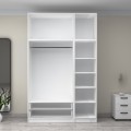 Victoria Megapap three doors melamine wardrobe with cabinet in white color 150x60x240cm.