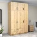 Victoria Megapap three doors melamine wardrobe with cabinet in oak color 150x60x240cm.
