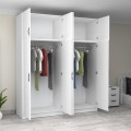 Victoria Megapap four doors melamine wardrobe with cabinet in white color 200x60x240cm.