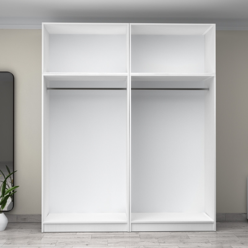 Victoria Megapap four doors melamine wardrobe with cabinet in white color 200x60x240cm.
