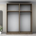 Victoria Megapap four doors melamine wardrobe with cabinet in walnut color 200x60x240cm.
