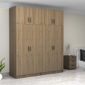 Victoria Megapap four doors melamine wardrobe with cabinet in walnut color 200x60x240cm.