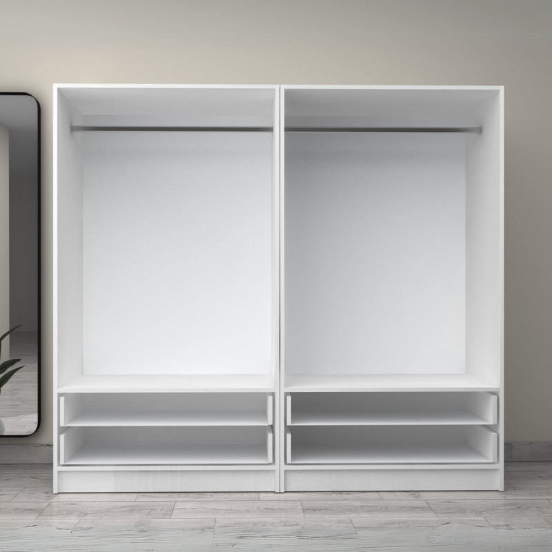 Victoria Megapap four doors melamine wardrobe in white color 200x60x181cm.