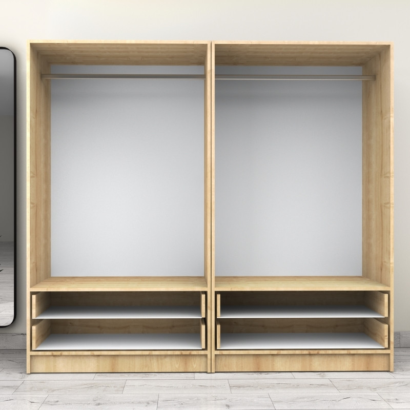 Victoria Megapap four doors melamine wardrobe in oak color 200x60x181cm.