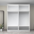 Victoria Megapap four doors melamine wardrobe with cabinet in white color 200x60x240cm.