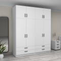 Victoria Megapap four doors melamine wardrobe with cabinet in white color 200x60x240cm.