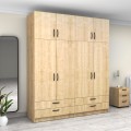 Victoria Megapap four doors melamine wardrobe with cabinet in oak color 200x60x240cm.