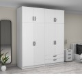 Victoria Megapap four doors melamine wardrobe with cabinet in white color 200x60x240cm.