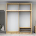 Victoria Megapap four doors melamine wardrobe with cabinet in oak color 200x60x240cm.