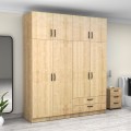 Victoria Megapap four doors melamine wardrobe with cabinet in oak color 200x60x240cm.