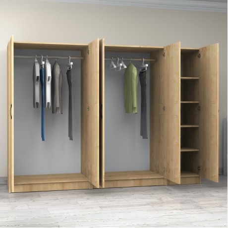 Victoria Megapap five doors melamine wardrobe in oak color 250x60x181cm.