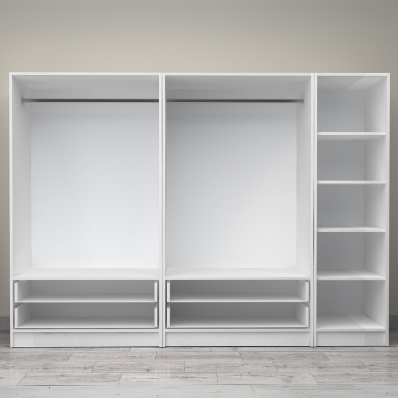 Victoria Megapap five doors melamine wardrobe in white color 250x60x181cm.