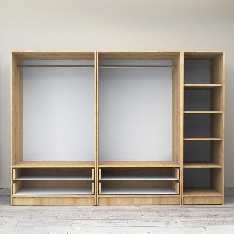 Victoria Megapap five doors melamine wardrobe in oak color 250x60x181cm.