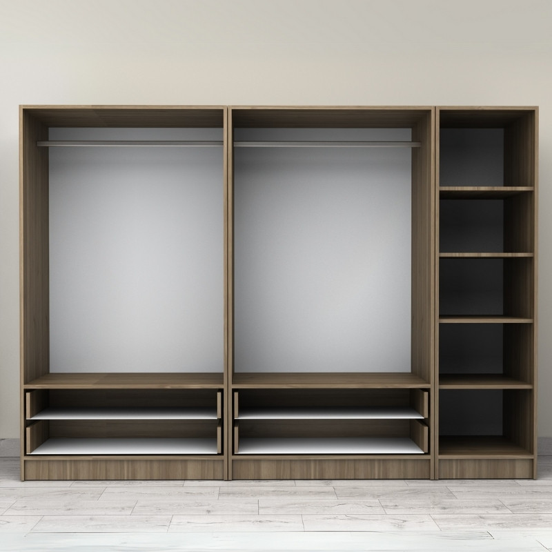 Victoria Megapap five doors melamine wardrobe in walnut color 250x60x181cm.