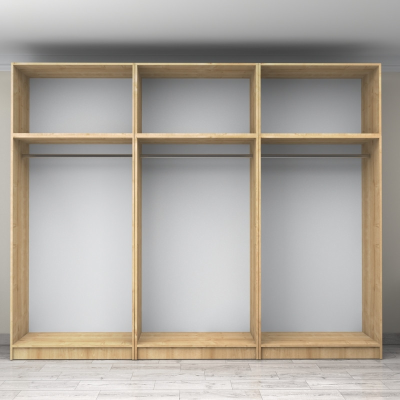 Victoria Megapap six doors melamine wardrobe with cabinet in oak color 300x60x240cm.