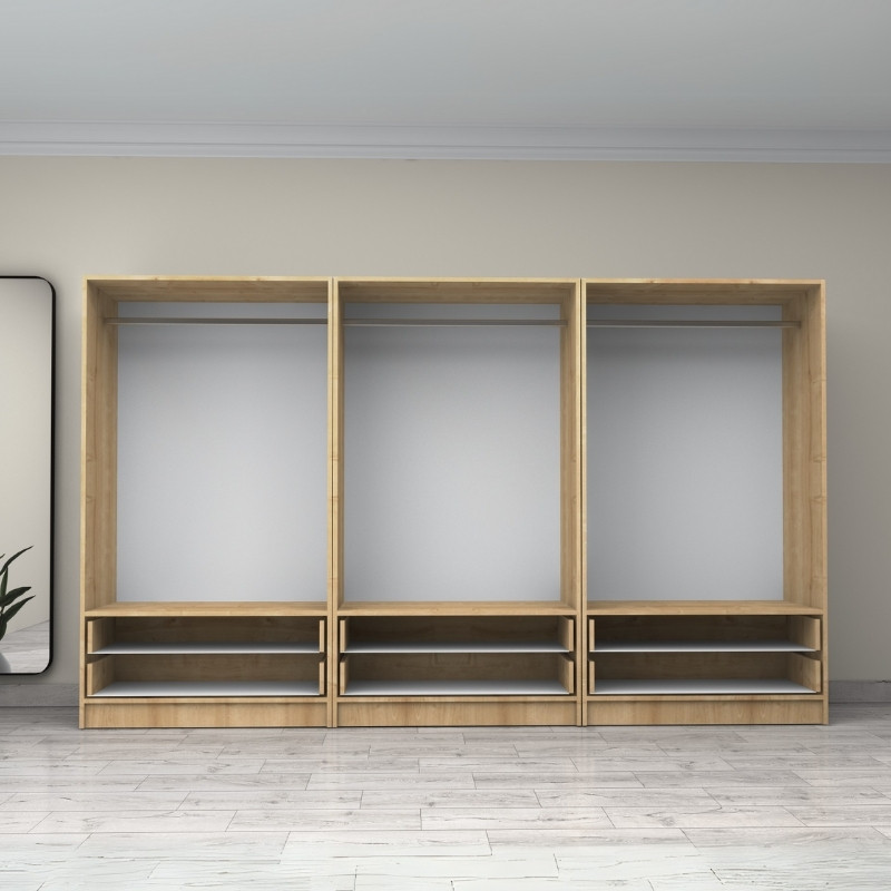 Victoria Megapap six doors melamine wardrobe in oak color 300x60x181cm.