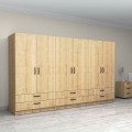Victoria Megapap six doors melamine wardrobe in oak color 300x60x181cm.
