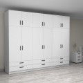Victoria Megapap six doors melamine wardrobe with cabinet in white color 300x60x240cm.