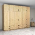 Victoria Megapap six doors melamine wardrobe with cabinet in oak color 300x60x240cm.