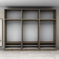 Victoria Megapap six doors melamine wardrobe with cabinet in walnut color 300x60x240cm.