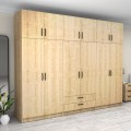 Victoria Megapap six doors melamine wardrobe with cabinet in oak color 300x60x240cm.