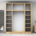 Victoria Megapap four doors melamine wardrobe with cabinet in oak color 200x60x240cm.