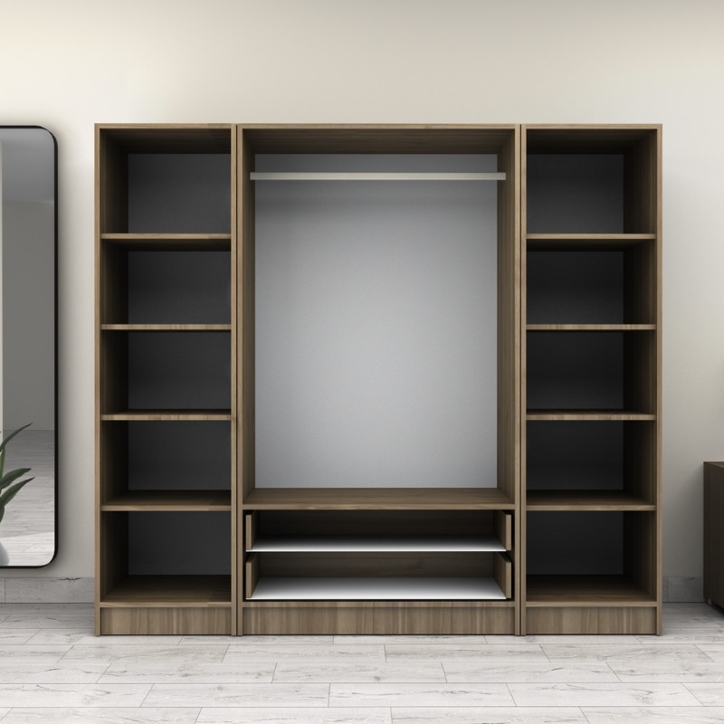 Victoria Megapap four doors melamine wardrobe in walnut color 200x60x181cm.