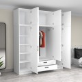 Victoria Megapap four doors melamine wardrobe with cabinet in white color 200x60x240cm.