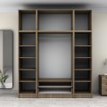 Victoria Megapap four doors melamine wardrobe with cabinet in walnut color 200x60x240cm.